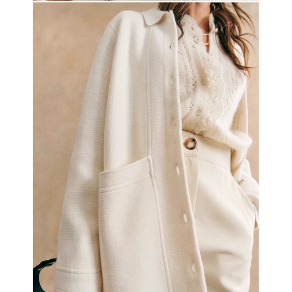 BEST Sezane Will Knit Jacket - Ecru Ivory French Cotton French Causal - Picture 4 of 12